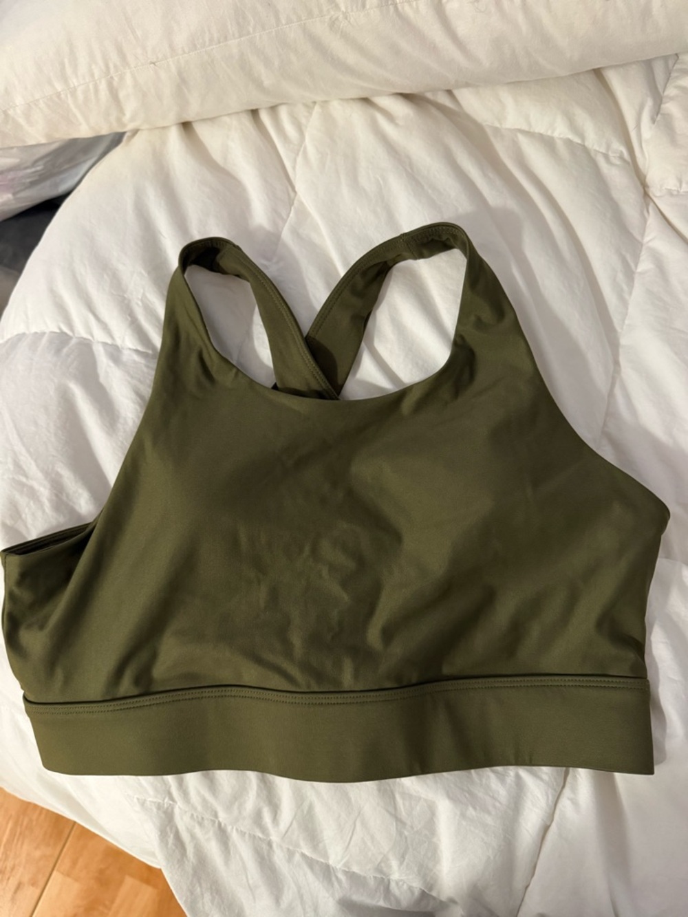 Fabletics Olive Green High-Neck Racerback Sports Bra